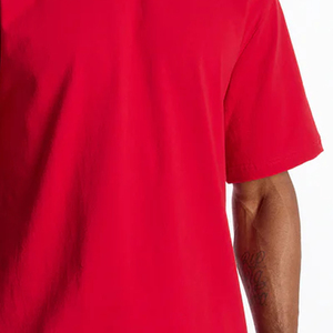 T-shirt à manches courtes pour homme rouge, 100% coton jersey, col rond, coupe classique, logo sur le devant, style décontracté, couleur unie - Product Image 5