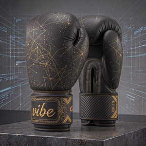 ถุงมือชกมวยหนัง Vibe สำหรับผู้ใหญ่ ลายพิมพ์ฟอยล์สีทอง ผลิตตามสั่ง พร้อมสายรัดแบบปรับได้  โลโก้ปรับแต่งได้ - Product Image 5
