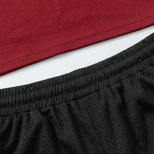 Men's Red Oversized T-Shirt and Black <b>Mesh</b> Shorts <b>Two</b> <b>Piece</b> <b>Set</b> Casual Summer Sportswear Breathable Regular Fit Gym Outfit - Product Image 3