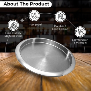 Hot Sale Stainless Steel Round Serving Tray <b>Bar</b> Tray for Displaying Drinks Whiskey Flutes Circular Platter Trays for <b>Home</b> Hotels - Product Image 2