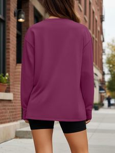 Camiseta de Manga Larga para Mujer, 100% Algodón, Cuello Redondo, Informal, Básica, con Logotipo Personalizado, Lisa, Blanca, a la Moda, OEM, ODM - Product Image 6