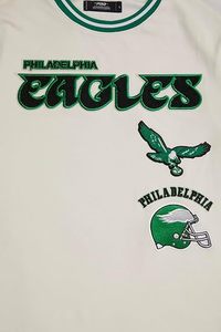 T-shirt crème des Philadelphia Eagles avec logo brodé vert, en coton, design sportif - Product Image 4