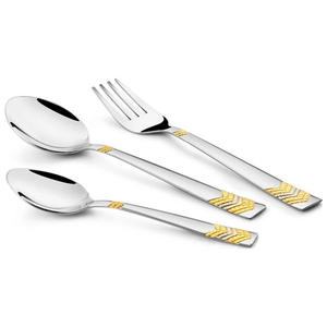 24K Gold Plated Stainless Steel Cutlery <b>Set</b> <b>18</b>-<b>Piece</b> <b>Dinner</b> Fork Tea <b>Set</b> | Premium Leatherette Gift Box | Dishwasher Safe - Product Image 2