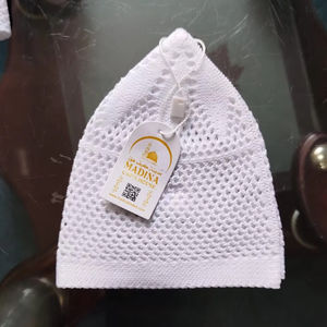 Nouveau bonnet musulman Kufi en tricot ajouré unisexe, couleur unie, extensible, respirant, bonnet chimio en coton, turban brodé à la main, toutes tailles - Product Image 3