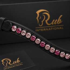 บังเหียนม้าหนังแท้ Rub International สีดำชมพูประดับเพชรเทียม อุปกรณ์ขี่ม้า รุ่น 0786 สไตล์อานม้าอังกฤษ - Product Image 4