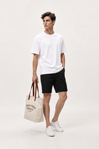 T-shirt blanc à col rond et manches courtes pour homme, coupe classique, 100 % coton jersey, décontracté, uni, respirant, tricoté, écologique - Product Image 2