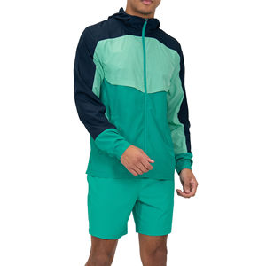 ชุดวอร์มผู้ชายสีเขียวมีฮู้ด ดีไซน์คัลเลอร์บล็อก สวมใส่สบายในฤดูใบไม้ร่วง ผลิตจากผ้าโพลีเอสเตอร์ถักที่ระบายอากาศได้ดี พร้อมผ้าไนลอน - Product Image 2