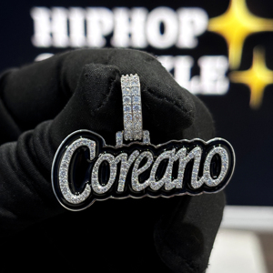 Colgante Personalizado con Nombre en Esmalte Negro, Plata de Ley 925, Diamante Moissanita VVS, Collar con Letra Personalizada, OEM ODM - Product Image 1