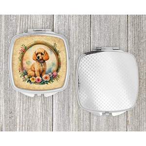 Fleurs de caniche compactes pour femmes et filles miroir de maquillage de voyage pliant poche cadeau décoratif - Product Image 4