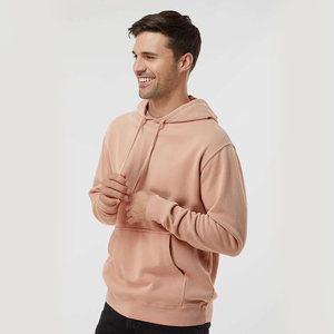 Sweat à capuche décontracté pour homme en molleton de coton pêche, coupe classique, couleur unie, avec poche kangourou, style streetwear - Product Image 2