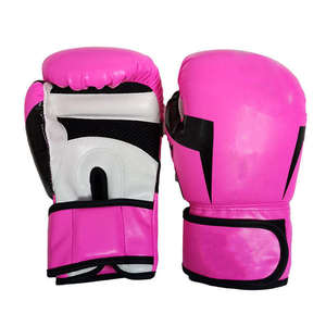 Gants de boxe en cuir PU rose, fermeture Velcro, unisexe, pour la boxe à partir de 14 ans - Product Image 1