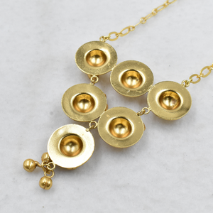 Brass 18K Gold Plated <b>Statement</b> <b>Necklace</b> with Earrings Set Indian Traditional Wedding Jewelry Gift for Her - Product Image 4
