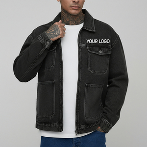 Custom Embroidery Logo Vintage <b>Denim</b> <b>Jacket</b> Wholesale Price Custom Made Stylish Design Windproof Breathable Long Front - Product Image 2
