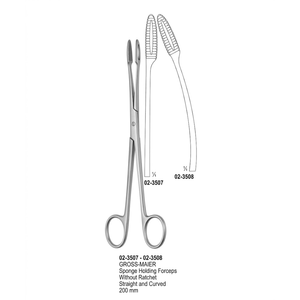Pinces à éponges Gross sans cliquet 200 mm |   Instrument chirurgical de classe I en acier inoxydable de qualité supérieure - Product Image 2
