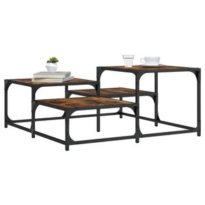 โต๊ะกาแฟไม้โอ๊ครมควันพร้อมดีเทลโลหะ - Product Image 1