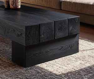 Mesa de Centro de Madera Sólida de Lujo 2026, Acabado en Negro Intenso, Superficie de Madera Gruesa, Base Resistente y Duradera para Sala de Estar - Product Image 2