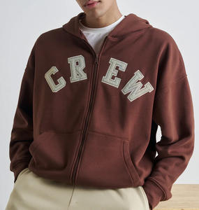 Nouveaux sweats à capuche zippés en jersey lavé pour hommes, couleur unie, manches longues, brodés, pour l'automne et l'hiver - Product Image 1