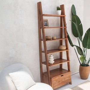 Étagères à livres en bois Vandana Altis Cresta, design moderne minimaliste en bois massif, meubles de rangement - Product Image 3