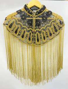 Veste à franges lourdes et perlées pour femme, haut de gamme brodé, idéal pour cocktails et spectacles, tenue de soirée de créateur, vente en gros - Product Image 2