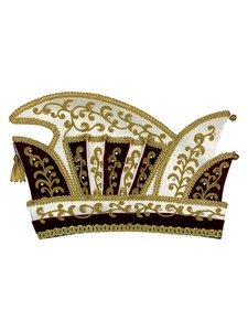 Gorro de Carnaval de Príncipe con Adornos Plateados, Blanco y Negro, de la Mejor Calidad, Gorro de Fiesta de Terciopelo Bordado Formal para Carnaval y Festivales - Product Image 4