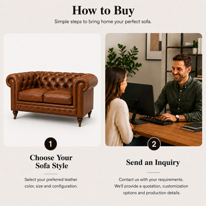 Traditional Chesterfield Leather Sofa Two Seat Tufted Back Rolled Arms Genuine Leather Living Room Furniture Leather Sofa - Product Image 4