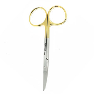 German Stainless Steel 4.5 Inch (11.43cm) Iris Surgical Scissors Straight and Curved with Gold Titanium Handle TC <b>Tungsten</b> - Product Image 5