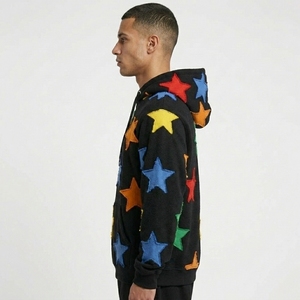 Sweat-shirt à capuche unisexe surdimensionné en polaire avec poche, imprimé étoiles colorées, décontracté, en coton tricoté, streetwear d'automne - Product Image 3