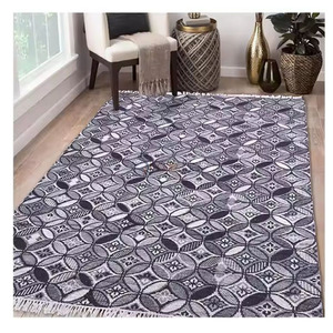 Alfombra de algodón de alta calidad, bloque de mano impreso, tejido a mano con bordado para picnics, estilo indio a la venta a bajo precio - Product Image 1