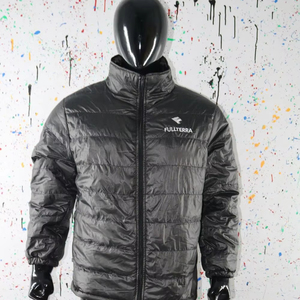 Chaqueta de lona acolchada de invierno para hombre, de alta calidad, con logotipo personalizado en la parte delantera, cuello alto, transpirable, con cremallera, fino tejido. - Product Image 1