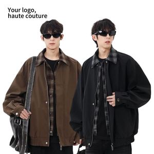 Wholesale Unisex Retro Checkered Baseball Jacket Heavy Duty Two Piece <b>Set</b> Fashion Streetwear Coat - Product Image 4
