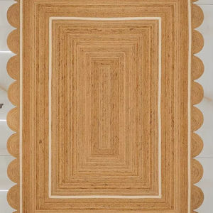 Alfombra de Yute Tejida a Mano Estilo Rústico Chic con Borde Festoneado para Decoración del Suelo - Product Image 1