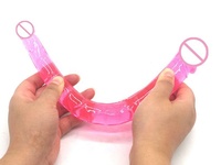 Estimulador sexual realista de silicona de doble extremo transparente para lesbianas, juego anal, Dong largo Flexible con función de doble cara, consolador suave
