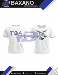 Camiseta de la Hermandad Gamma Phi Delta, con Cuello en Contraste Blanco, 100% Algodón, Transpirable, Estilo Urbano, Camiseta GPD Sorority - Product Image 4