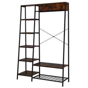 Appendiabiti da Ingresso Autoportante con Ganci, Scaffali Portaoggetti, Panca Portascarpe e Porta Cappotti per Vestiti e Indumenti - Product Image 5