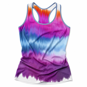 <b>High</b> Elastic Women Racerback Tank <b>Top</b> Colorful Gradient Tie Dye Print Summer Sleeveless Gym Yoga Vest Breathable Sports <b>Top</b> - Product Image 1