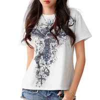 Kaos Wanita Vintage Custom Print Grafis Baby Tee Y2K Fairy Grunge Lengan Pendek Slim Fit Estetik Retro Harajuku Streetwear