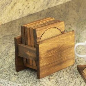 Sous-verre décoratif en bois avec support pour tasses à café, verres, organisateur de table pour la maison et la cuisine - Product Image 1