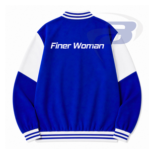 เสื้อแจ็คเก็ตวาร์ซิตี้ Zeta Phi Beta ZPB สีน้ำเงินขาว แบบตัวอักษรกรีก ปักลายสไตล์วิทยาลัย สำหรับผู้หญิง - Product Image 3
