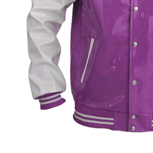 Veste universitaire unisexe en polyester style rétro, veste bomber vintage, col montant, personnalisable, veste de baseball - Product Image 4