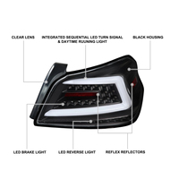 Feux arrière LED séquentiels noirs pour Subaru WRX/WRX STI 2015-2021, feux arrière LED, feux de jour LED, clignotants, feux de freinage, feux de recul L+R