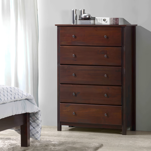 Modern 5-Drawer Solid Oak Wooden <b>Chest</b> <b>Storage</b> Cabinet with Eco-Friendly Design Durable Construction for Bedroom Furniture - Product Image 1