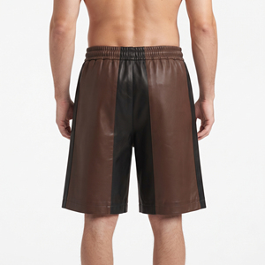 High Quality PU <b>Leather</b> Oversize Men's Summer <b>Shorts</b> Elastic Waist Solid Loose Fit with Side Pockets - Product Image 2