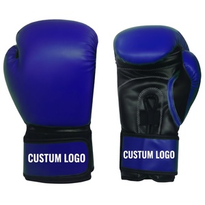 Gants de boxe en cuir PU bleu noir pour l'entraînement, le sparring, le Muay Thai, le kickboxing - Product Image 1