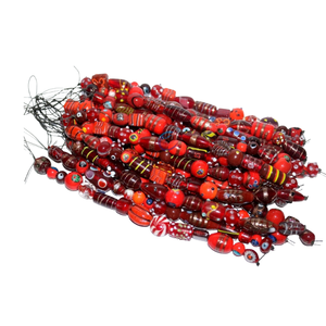 Handmade <b>Red</b> Lampwork Glass Loose Beads | Multi Shape Jewelry Making Supplies | 8" Strand for <b>Bracelet</b> & Necklace DIY - Product Image 1