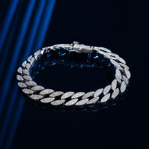 Bracelet haut de gamme exquis en argent sterling 925, style hip hop cubain, zircon 5A, pour homme, nouveau bracelet, bracelet à maillons sertis de zircon. - Product Image 3