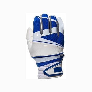 Blue White Leather Batting Gloves Padded <b>Hook</b> And Loop Closure Unisex Adult Training Adult Baseball Batting Gloves Ergonomic - Product Image 3
