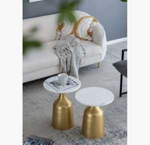 Coffee Corner Contemporary <b>Marble</b> Top Coffee <b>Table</b> With Brass Base Modern Living Room Furniture Decorative Accent <b>Table</b> - Product Image 5