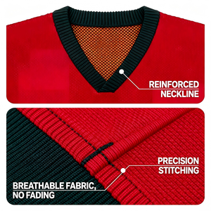 Maillots de football 100% coton pour hommes, tenues de sport respirantes à séchage rapide, ensembles à col en V avec numéros et noms d'équipe - Product Image 6