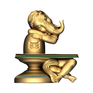 Figura Decorativa de Plata de Ley 925 Chapada en Oro con Piedras de Circonita Cúbica, Tradicional Antigua de Lord Ganesh, Decoración Espiritual para el Hogar, Regalo Religioso, Swastika - Product Image 1