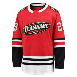 Camiseta de hockey sobre hielo roja de manga larga, uniforme profesional para equipo, ropa deportiva transpirable para práctica y entrenamiento, para adultos - Product Image 2